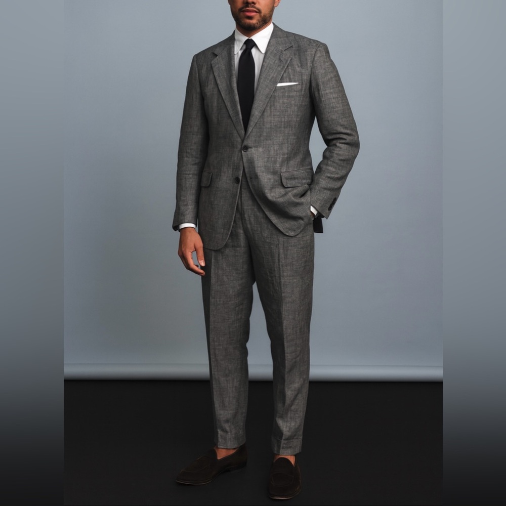 VINTAGE 2 Piece Suit 40L Pants 32x32 Guy Laroche Parisian Gray